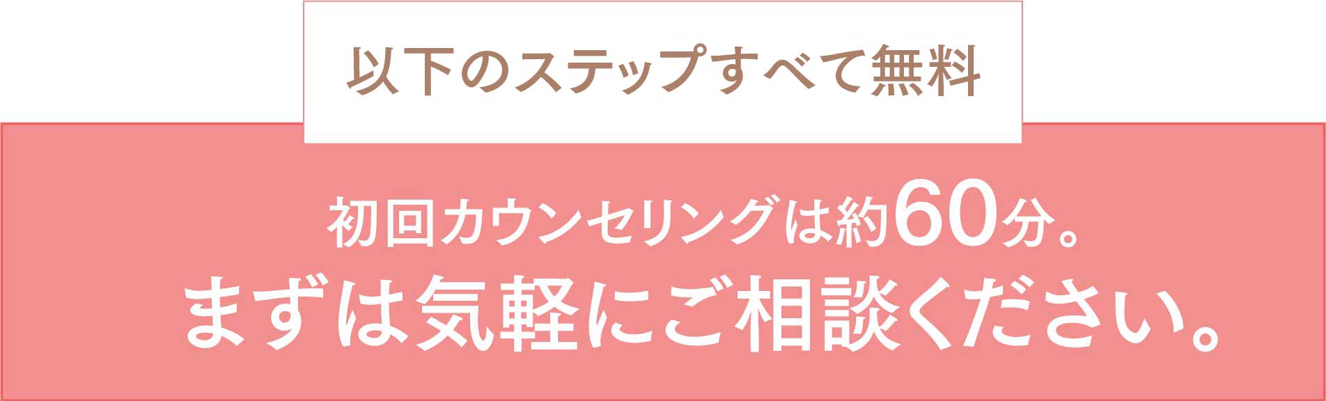 初回カウンセリングは約60分。まずは気軽にご相談ください。